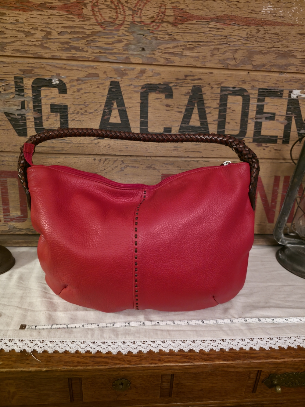 Paolo Masi Red Leather with Braided Handle